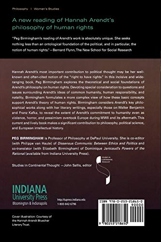 Hannah Arendt and Human Rights: The Predicament of Common Responsibility (Studies in Continental Thought)