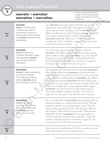 Evan-Moor Daily Academic Vocabulary, Grade 6, Teachers Edition