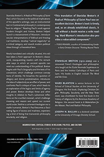 A Radical Philosophy of Saint Paul (Insurrections: Critical Studies in Religion, Politics, and Culture)
