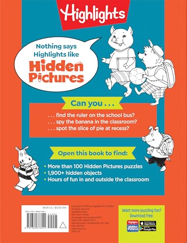 School Puzzles: Activity Book for Kids 6 and Up with Over 100 Puzzles Featuring Classrooms, Field Trips and More, Search and Find Over 1,900 Hidden Objects (Highlights Hidden Pictures)