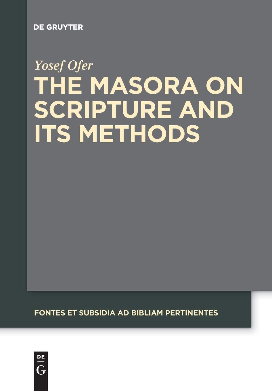 The Masora on Scripture and Its Methods (Issn, 7)