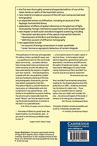 Principles of Optics: Electromagnetic Theory of Propagation, Interference and Diffraction of Light — back cover