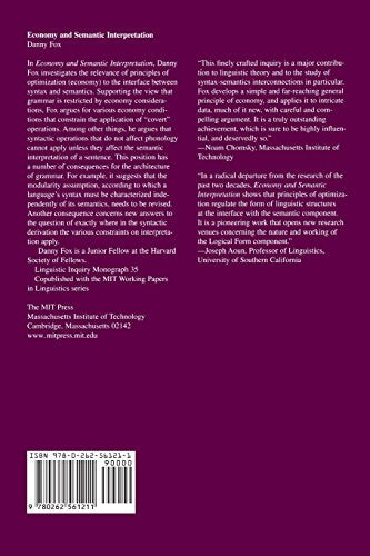 Economy and Semantic Interpretation (Linguistic Inquiry Monographs)