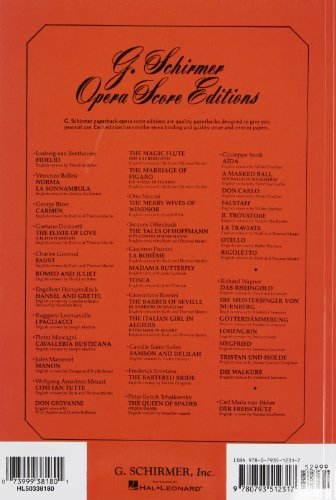 Don Giovanni Paper Italian English Vocal Score