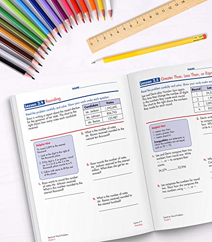 Spectrum Word Problems 4th Grade Math Workbooks, Geometry, Algebra Prep, Fractions, Decimals, Probability, Money, and More Mathematics, Classroom or Homeschool Curriculum