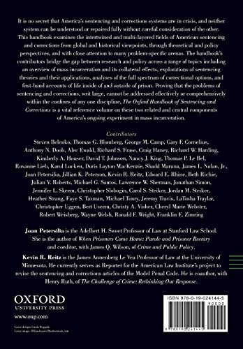 The Oxford Handbook of Sentencing and Corrections (Oxford Handbooks)