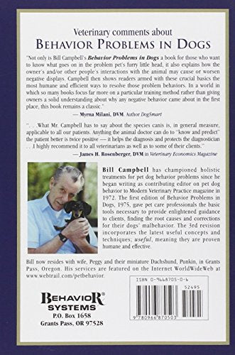 Behavior Problems in Dogs — back cover