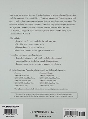 28 Italian Songs & Arias of the 17th & 18th Centuries: Based on the Editions by Alessandro Parisotti High Voice, Book with Online Audio