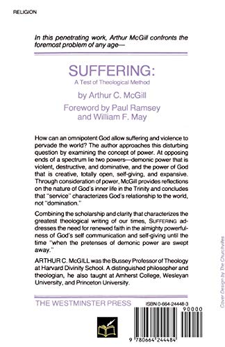 Suffering: A Test of Theological Method — back cover