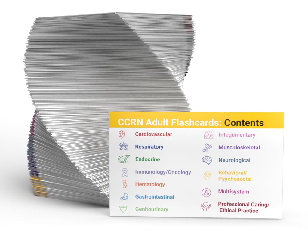 CCRN Study Cards 2025-2026: CCRN Adult Exam Review and Practice Test Questions [Color Coded]