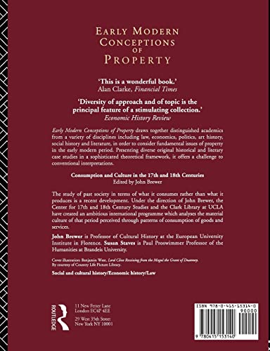 Early Modern Conceptions of Property (Consumption & Culture in the 17th & 18th Centuries)