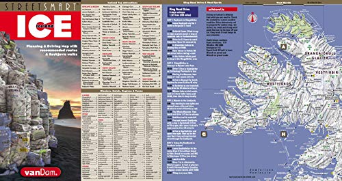 StreetSmart Iceland Map by VanDam laminated pocket-size, country planning and driving map with all attractions, sights, hotels, restaurants, ... volcanoes and waterfalls 2021 edition.