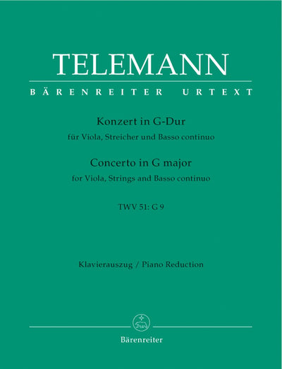 Telemann: Viola Concerto in G Major, TWV 51:G9 (Solo Part with Piano Reduction)