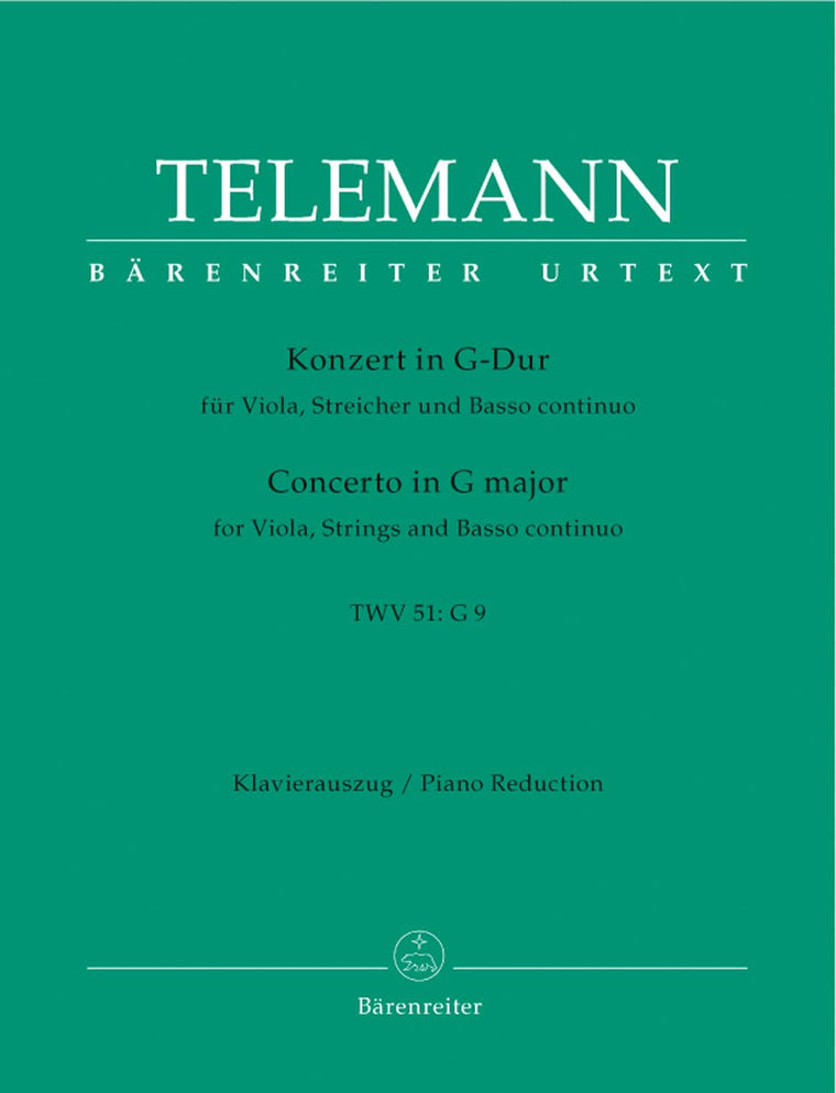 Telemann: Viola Concerto in G Major, TWV 51:G9 (Solo Part with Piano Reduction)