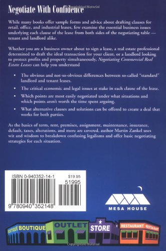 Negotiating Commercial Real Estate Leases — back cover