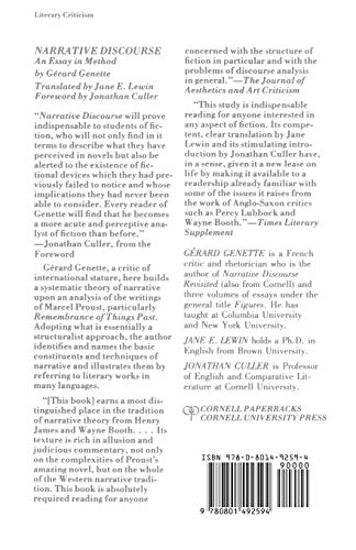 Narrative Discourse: An Essay in Method by Gerard Genette