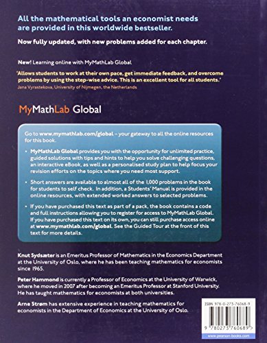 Essential Mathematics for Economic Analysis (4th Edition) — back cover