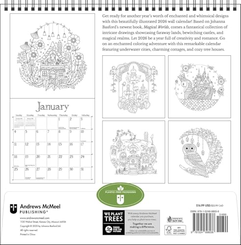 Johanna Basford's 2026 Coloring Wall Calendar