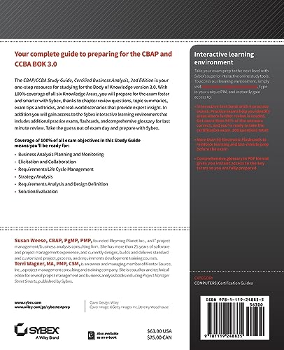 CBAP / CCBA Certified Business Analysis Study Guide — back cover