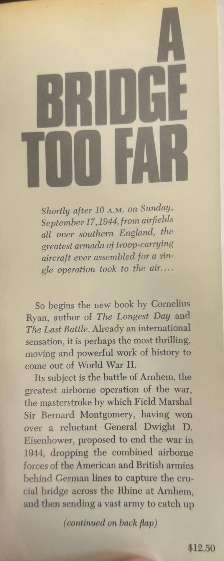 A Bridge Too Far — back cover