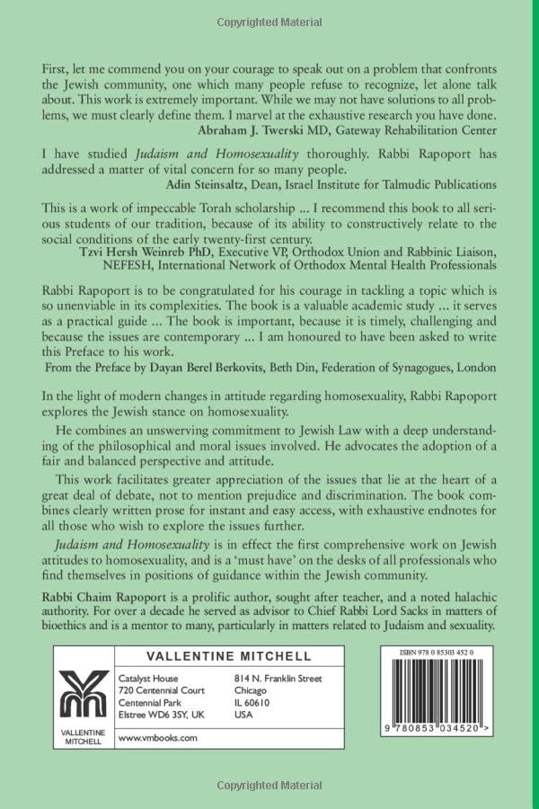 Judaism and Homosexuality: An Authentic Orthodox View