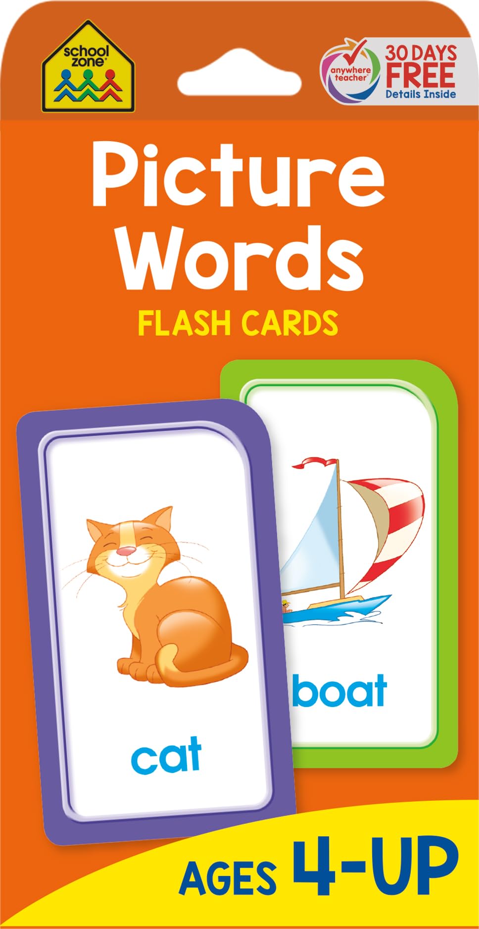 School Zone Picture Words Flash Cards: 56 Cards, Preschool, Kindergarten, Phonics, Early Reading Words, Sight Words, Word-Picture Recognition, Ages 4+