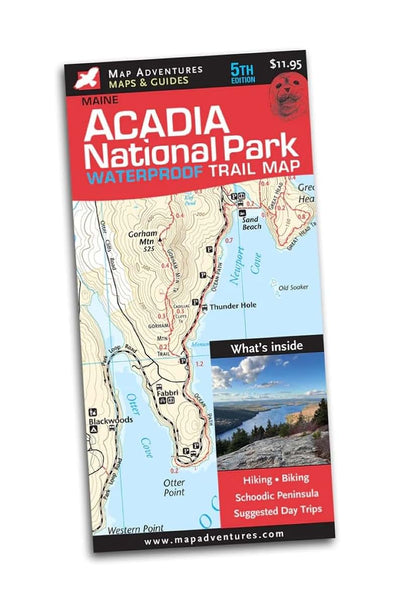 Map Adventures Acadia National Park Waterproof Trail Map, Maine Hiking and Biking Guide, 5th Edition