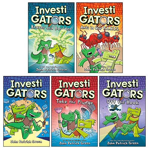 InvestiGators Series 5 Books Collection Set By John Patrick Green (InvestiGators, Take the Plunge, Off the Hook, Ants in Our P.A.N.T.S. & Braver and Boulder)
