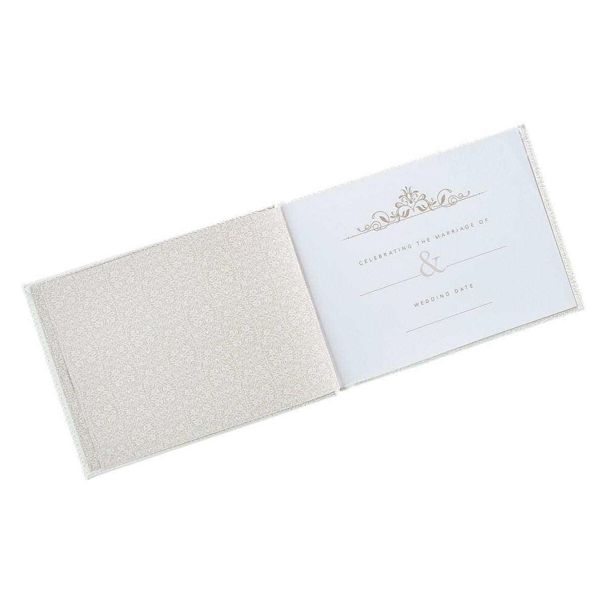 Wedding Guest Book - Mr. and Mrs. Our Wedding - Lacey White Faux Leather w/Inspirational Quotes Scripture - Visitor Register Sign-in Book for Events