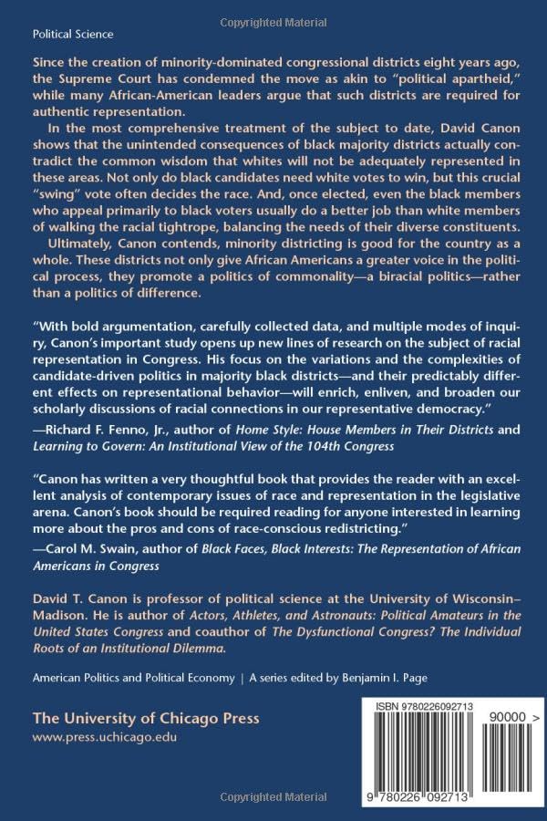 Race, Redistricting, and Representation: The Unintended Consequences of Black Majority Districts (American Politics and Political Economy Series)