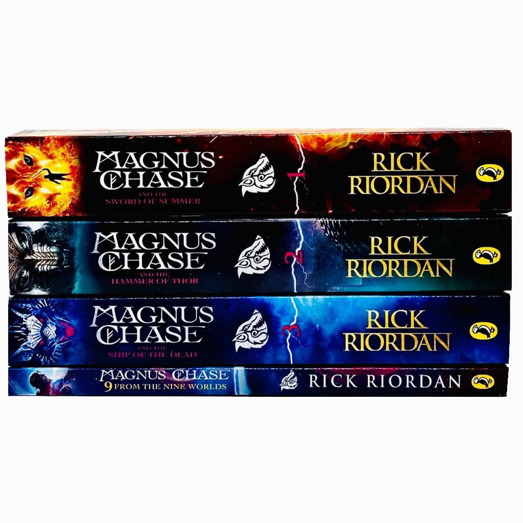 Magnus Chase and the Gods of Asgard 4 Books Collection Set By Rick Riordan (The Sword of Summer, The Hammer of Thor, The Ship of the Dead & 9 From the Nine Worlds)
