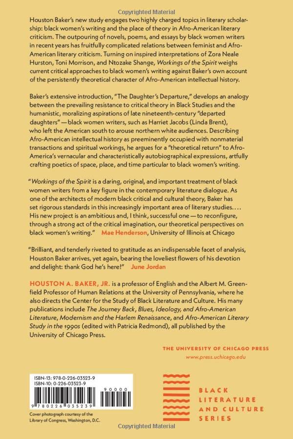 Workings of the Spirit: The Poetics of Afro-American Women's Writing (Black Literature and Culture)