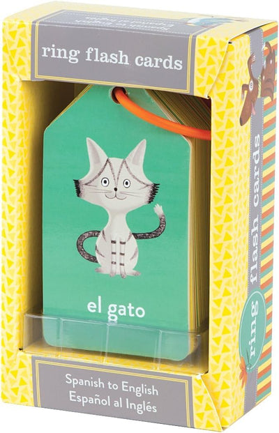 Mudpuppy Spanish To English - Ring Flashcards 26 Durable Double Sided Bilingual Language Cards Reclosable Ring With Colorful Art For Ages 1+ Perfect For Preschool Or Travel For Teachers And Parents