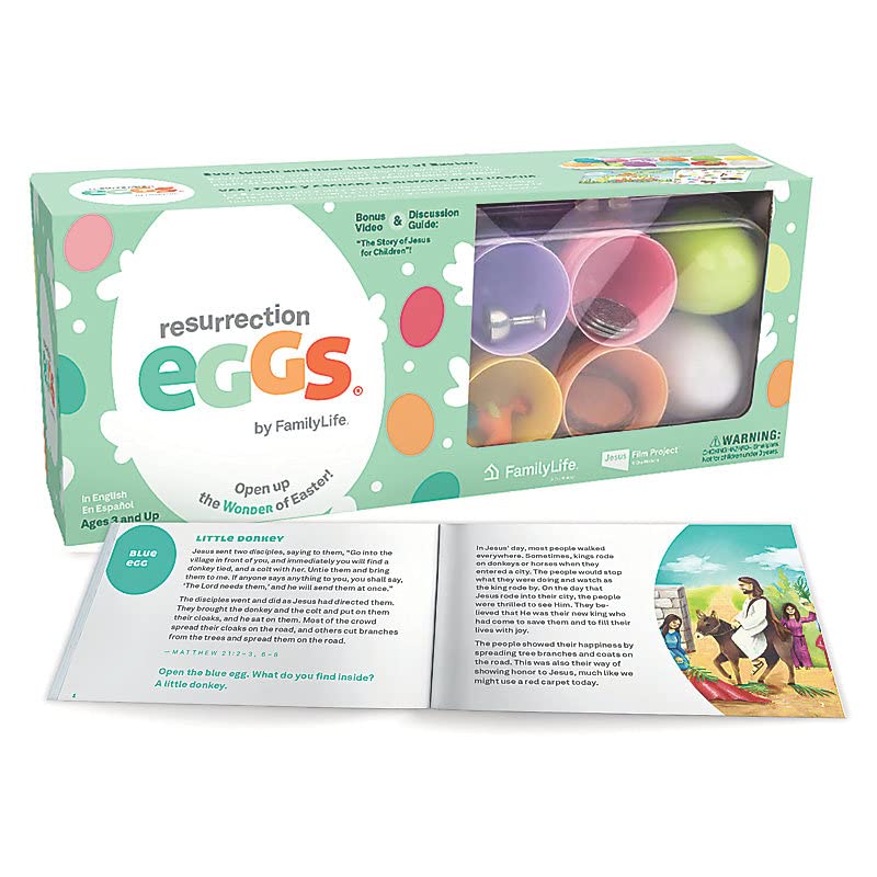 Family Life Resurrection Eggs - 12 Piece Easter Eggs Set with Booklet & Religious Figurines - Tells the Story of Easter - Eggs for Easter Egg Hunt