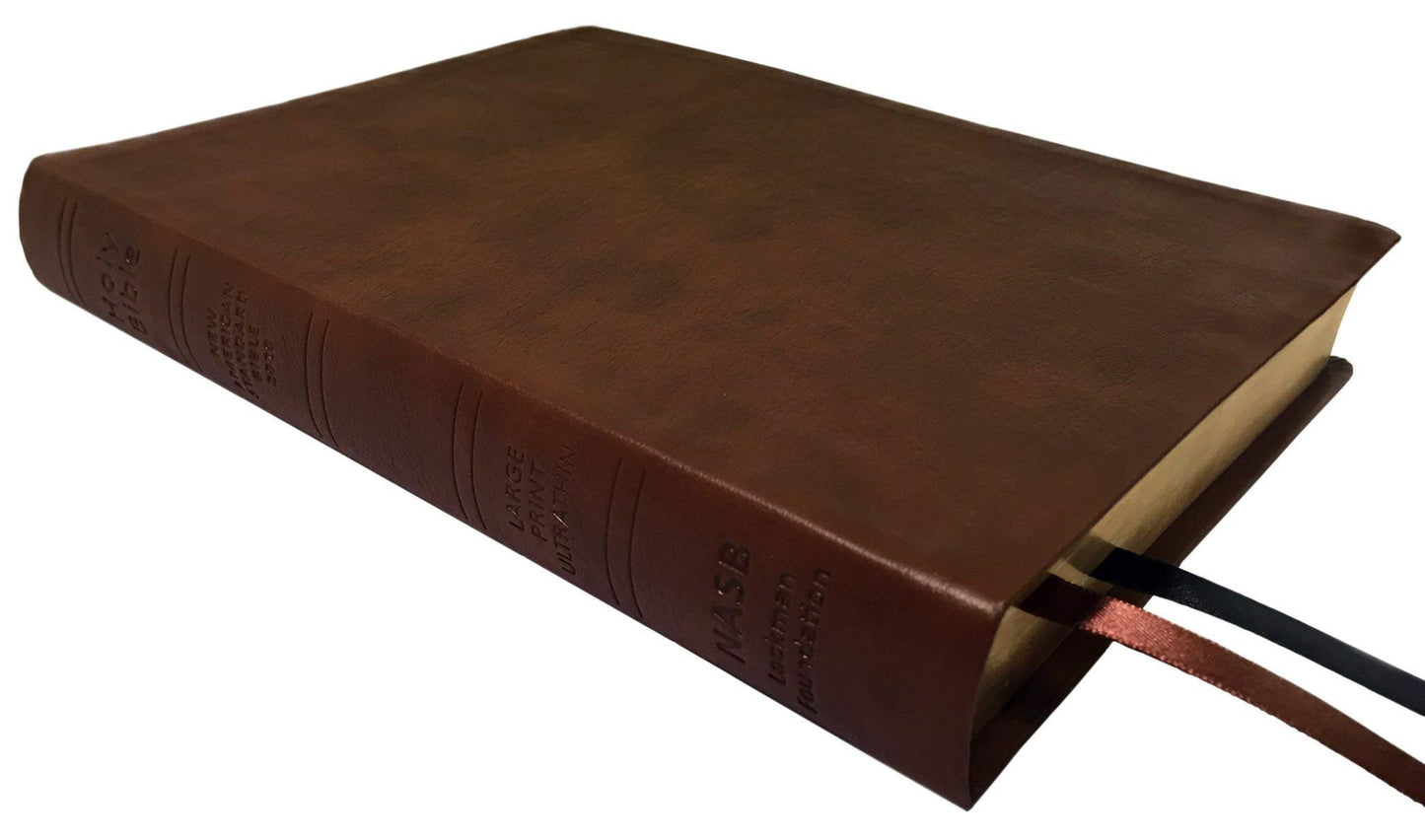 NASB Large Print Ultrathin Reference Bible, Brown, Leathertex, 2020 text