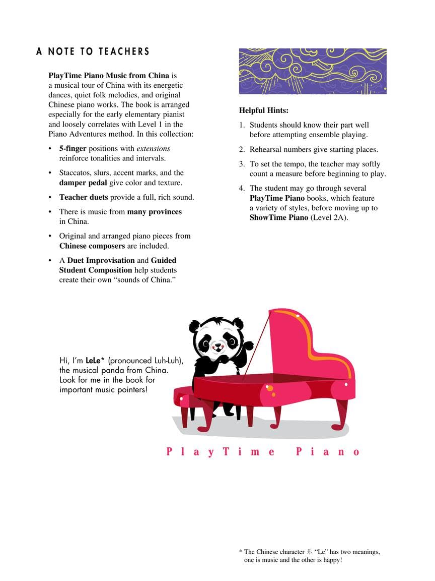 PlayTime Piano: Music from China - Level 1  Beginner Piano Sheet Music Book for Kids and Students  Chinese Folk and Original Songs with Teacher Duets  Faber Piano Adventures Songbook
