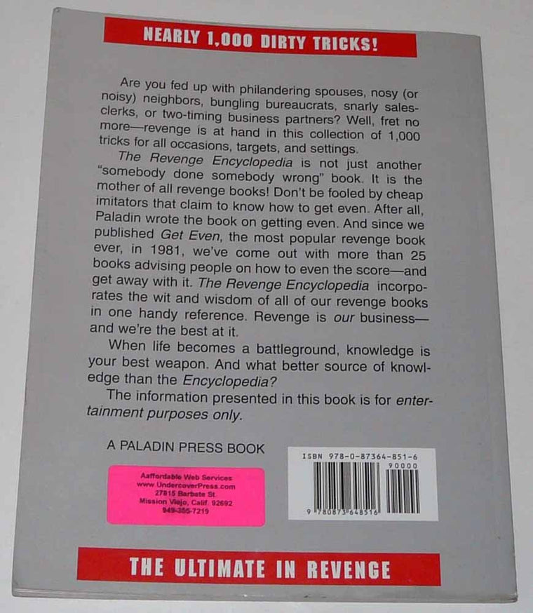 Revenge Encyclopedia — back cover