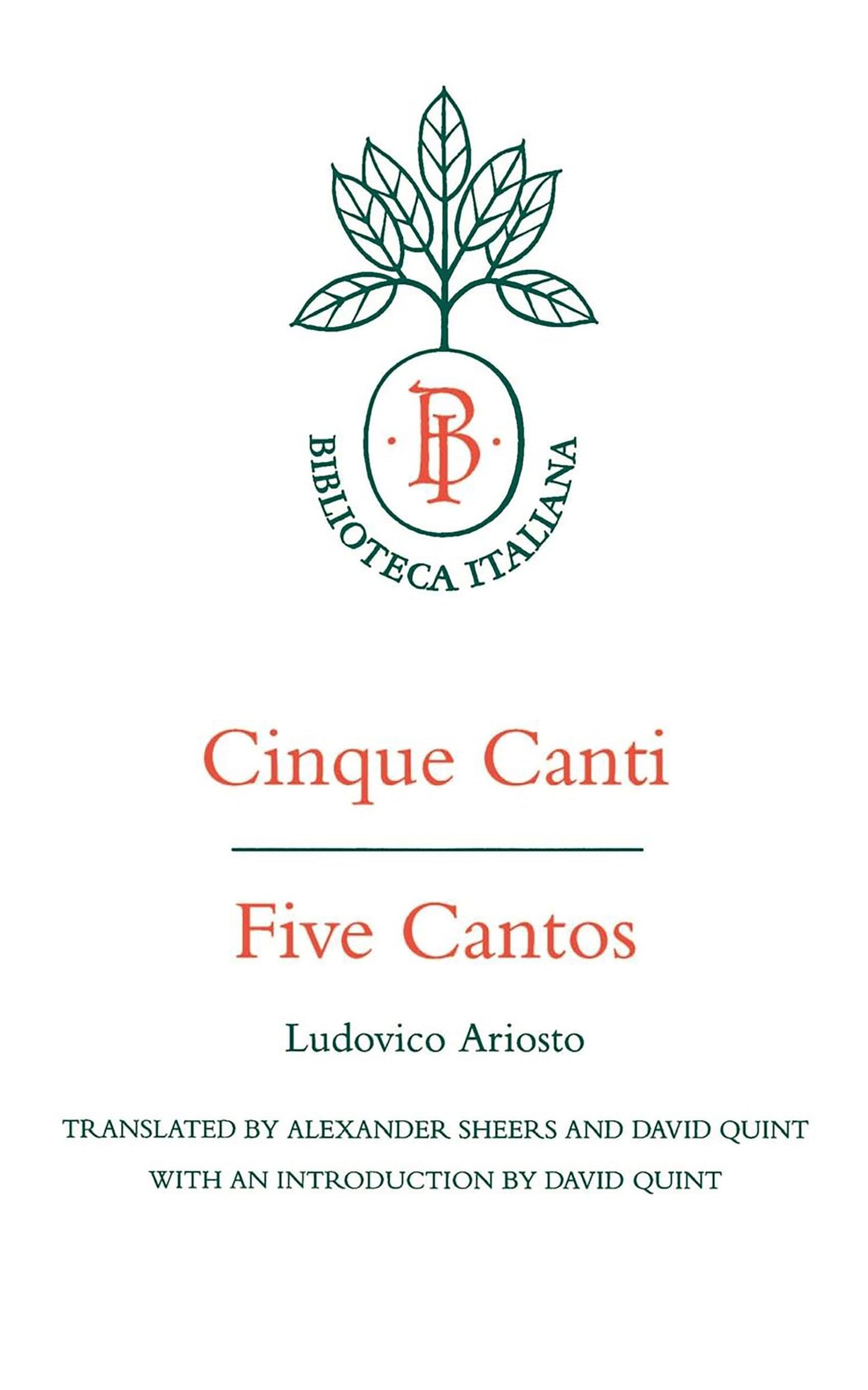 Cinque Canti / Five Cantos (Biblioteca Italiana) (Volume 8)
