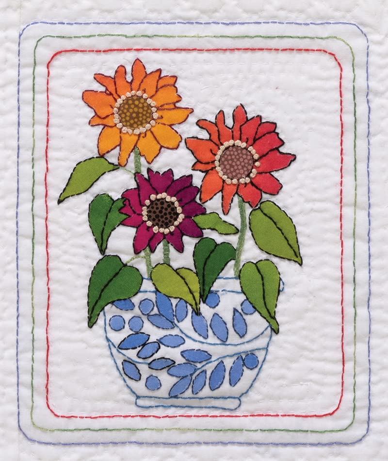 Flower Show Quilt: Charming Fusible Appliqué ? Embellish with Hand Embroidery