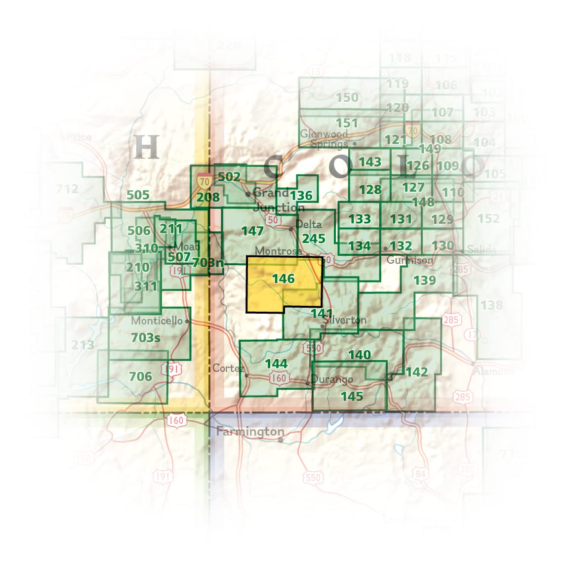 Uncompahgre Plateau South Map [Uncompahgre National Forest] (National Geographic Trails Illustrated Map, 146)