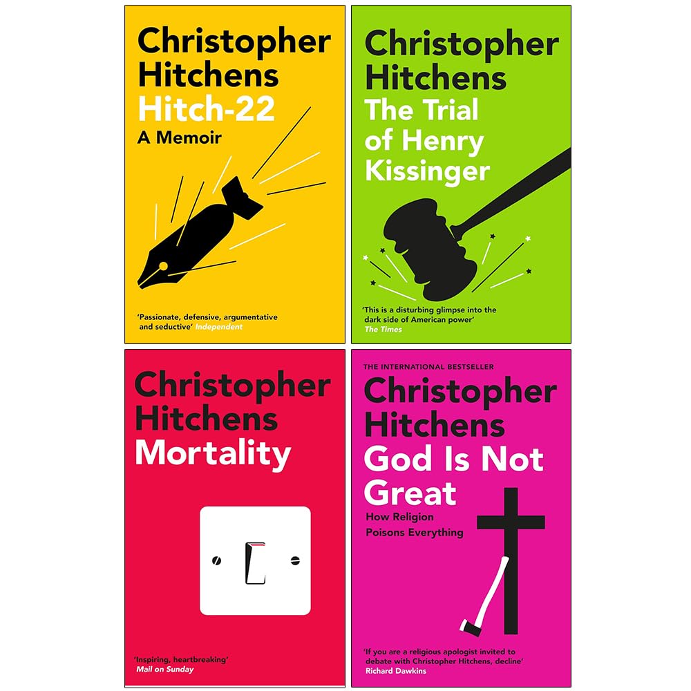 Christopher Hitchens 4 Books Collection Set (Hitch 22, The Trial of Henry Kissinger, Mortality & God Is Not Great)