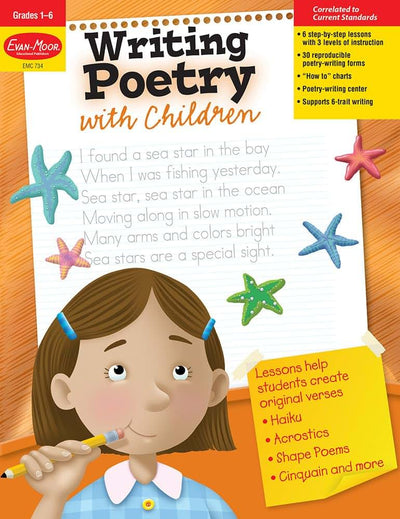 Evan-Moor Writing Poetry with Children, Grade 1-6 Activity Book - Supplemental Teaching Resource Workbook Inspires Poets (Writing Skills Essentials)