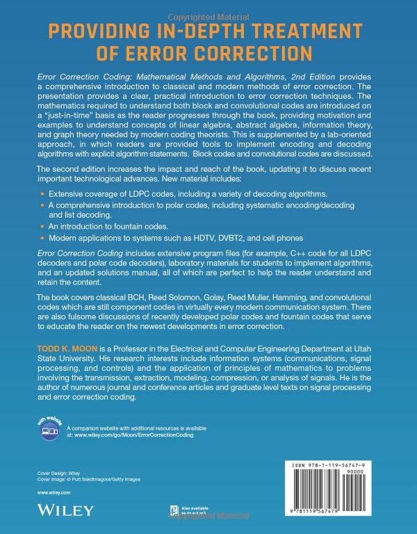 Error Correction Coding: Mathematical Methods and Algorithms