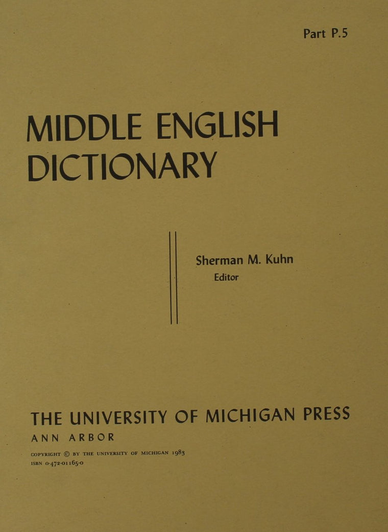 Middle English Dictionary (Volume P.5)
