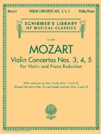 Violin Concertos Nos. 3, 4, 5: Schirmer Library of Classics Volume 2055 for Violin and Piano Red
