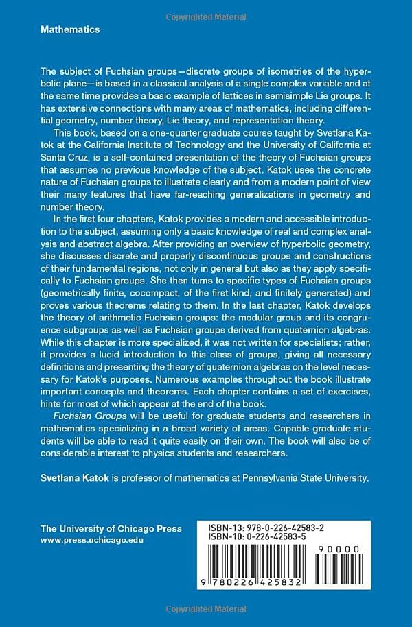 Fuchsian Groups (Chicago Lectures in Mathematics)