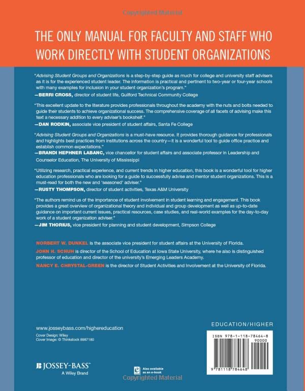 Advising Student Groups and Organizations (Jossey-Bass Higher and Adult Education)