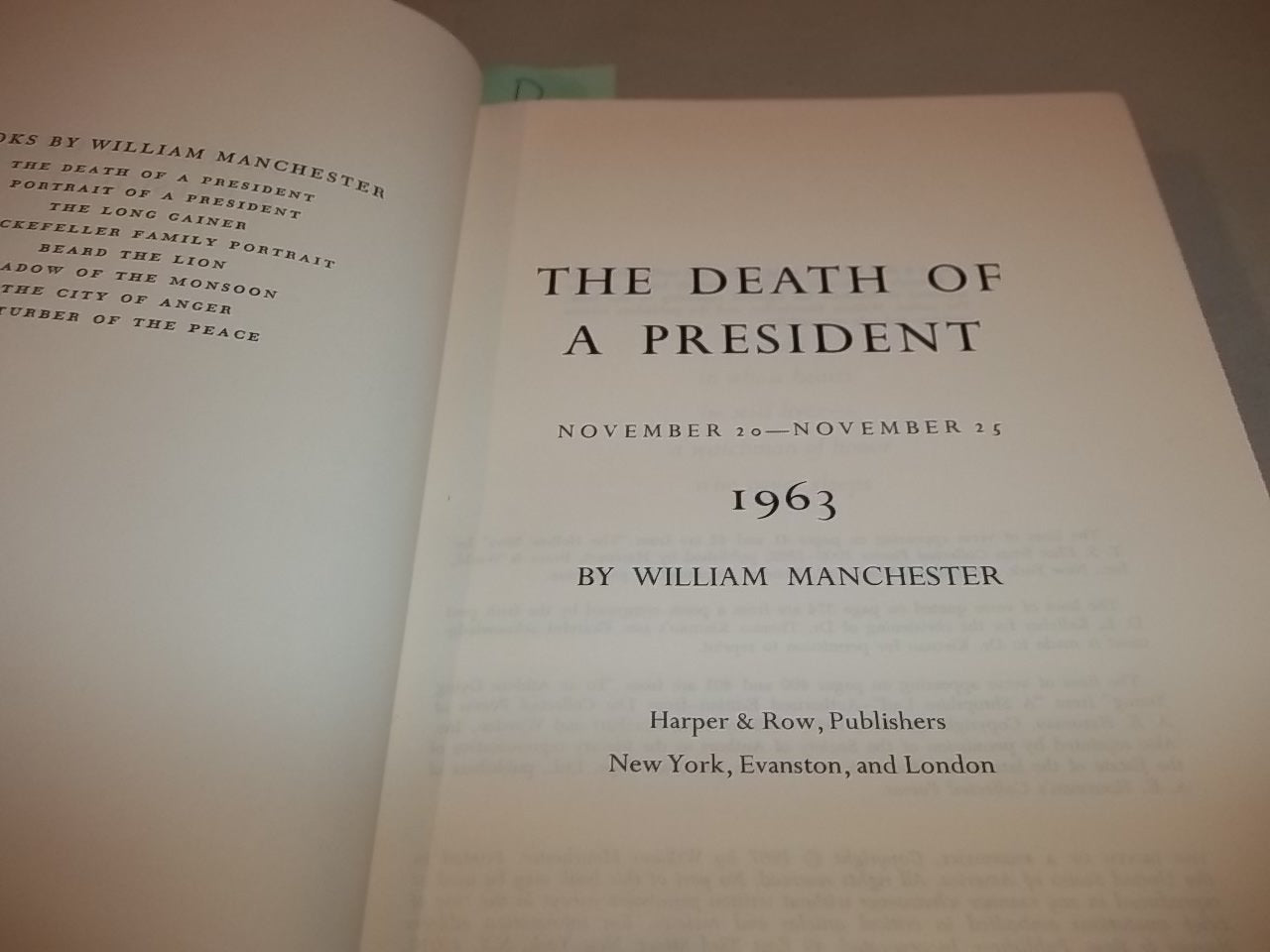 The Death of a President: November 20-November 25