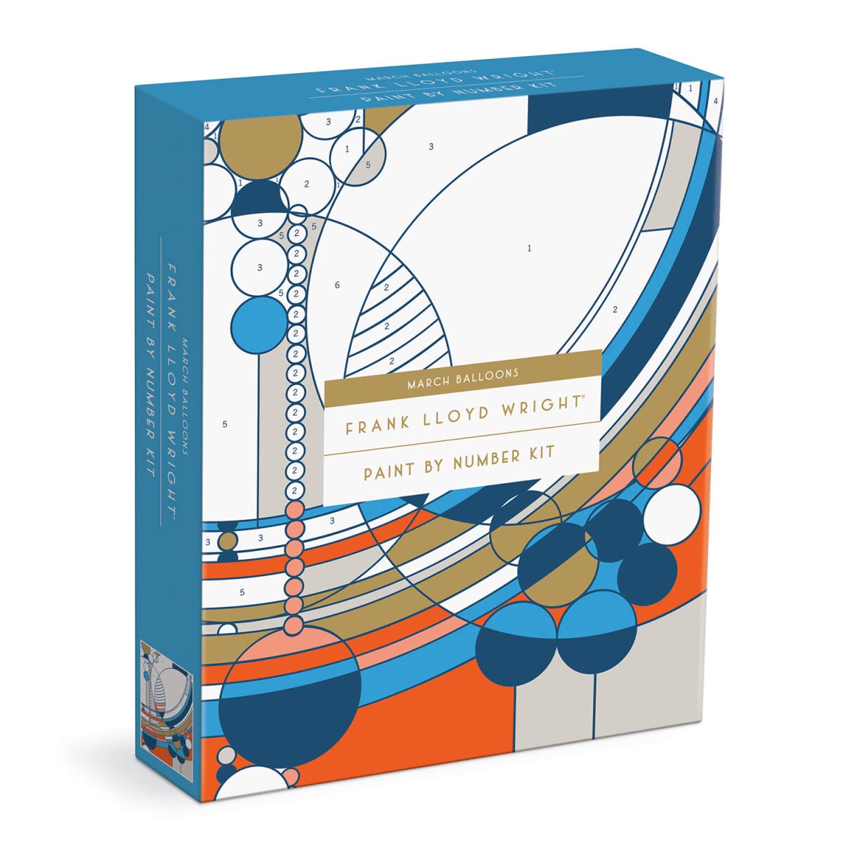 Galison Frank Lloyd Wright March Balloons Paint by Number Kit from Galison Includes 1 Canvas (8? x 10"), 1 Wooden Easel, 2 Paint Brushes & 6 Acrylic Paints, DIY Art Kit with Stunning Design