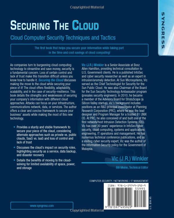 Securing the Cloud: Cloud Computer Security Techniques and Tactics